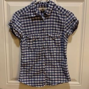 H&M- L.O.G.G.: Short Sleeve Button Down Ginghaml Blouse